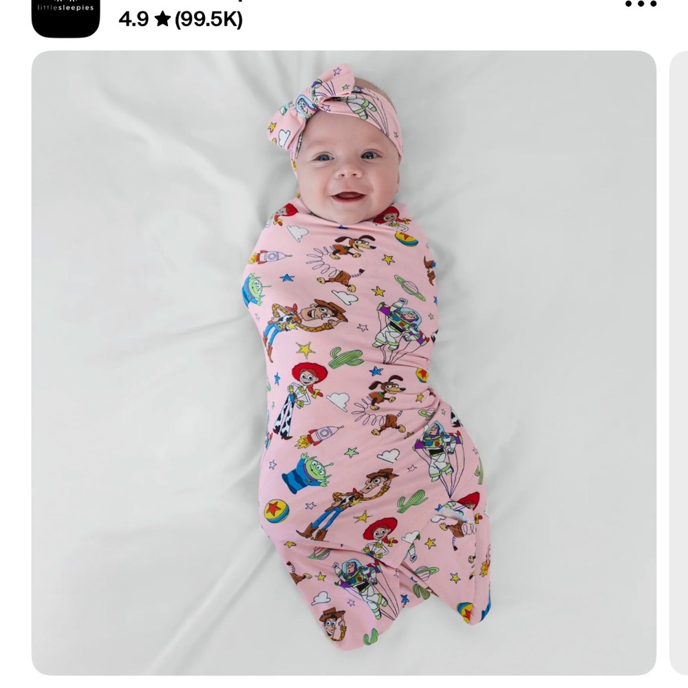 Little Sleepies Pink Swaddle and Headband Set